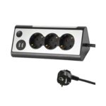 Multipresa angolare con luce 3P SCHUKO + 2 USB