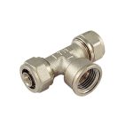 Raccordo a T 2 Vie + 1/2" femmina a Compressione per Multistrato D. 20 mm
